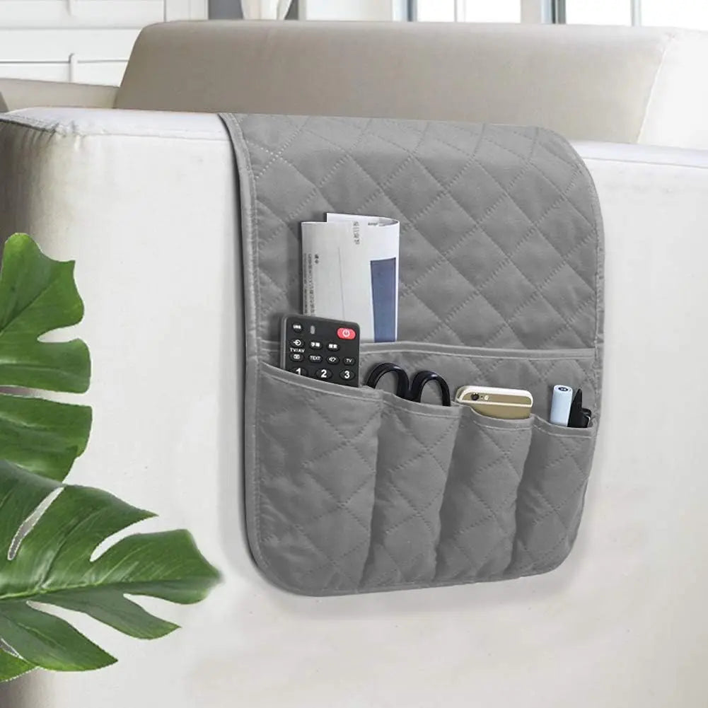 Sofa Armrest Organizer Remote Control Holder for Recliner Couch Arm Chair Caddy with 5 Pockets for Magazine Tablet Phone Ipad