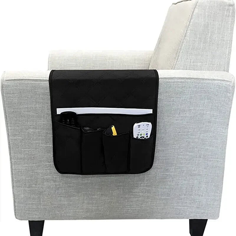 Sofa Armrest Organizer Remote Control Holder for Recliner Couch Arm Chair Caddy with 5 Pockets for Magazine Tablet Phone Ipad